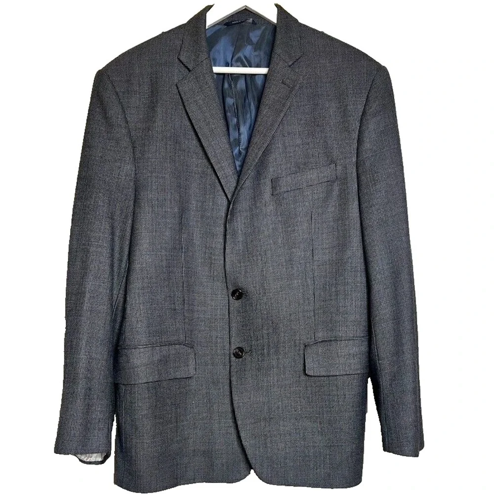 Ralph Lauren Mens Wool Tweed Blazer 46 Gray 2 Button Sport Coat Jacket Career